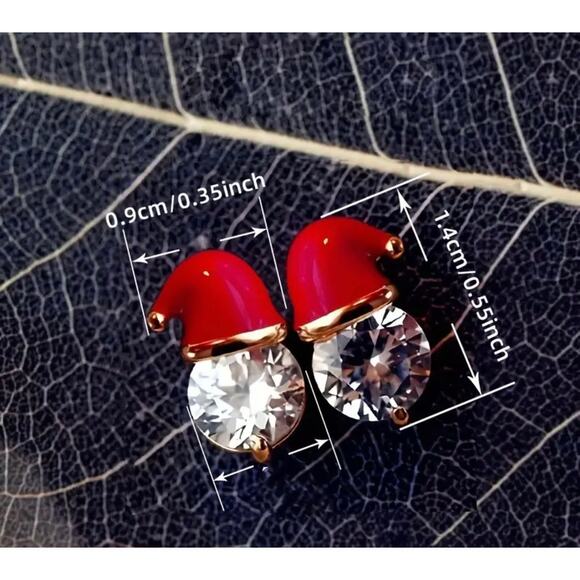 Festive Sparkling Santa Hat Earrings Silvery - Picture 3 of 3
